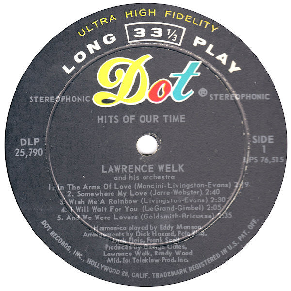 Lawrence Welk : "Hits Of Our Time' (LP, Mono)