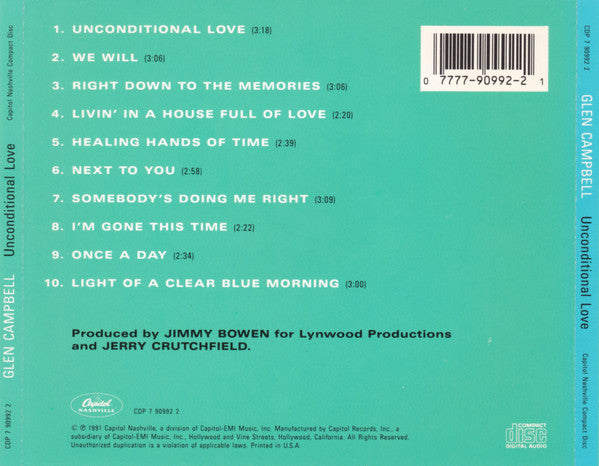 Glen Campbell : Unconditional Love (CD, Album)