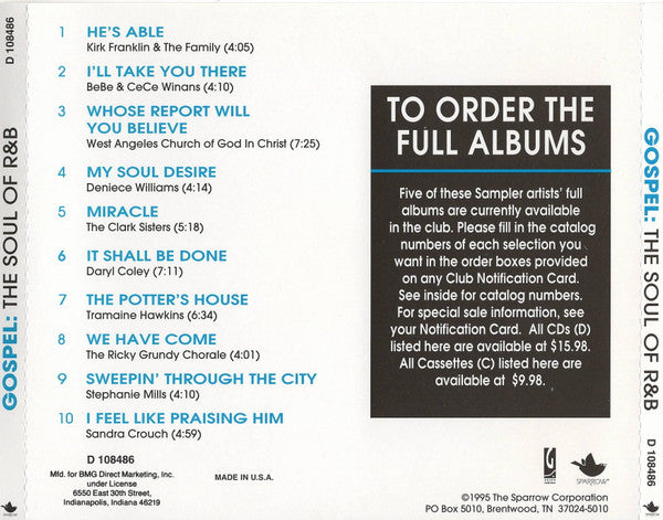 Various : Gospel: The Soul Of R&B (CD, Comp, Club, Smplr)