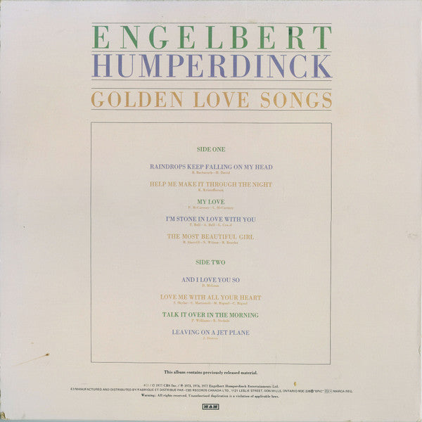 Engelbert Humperdinck : Golden Love Songs (LP, Comp)