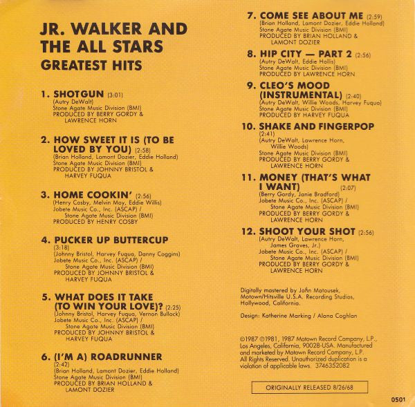 Junior Walker & The All Stars : Greatest Hits (CD, Comp, RE, RP)