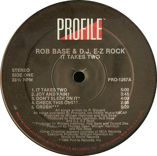 Rob Base & DJ E-Z Rock : It Takes Two (LP, Album)