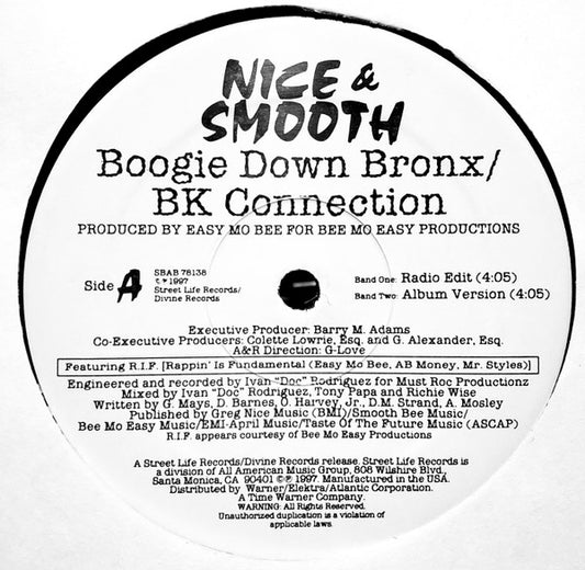 Nice & Smooth : Boogie Down Bronx / BK Connection (12", Promo)