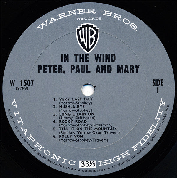 Peter, Paul And Mary* : In The Wind (LP, Album, Mono)