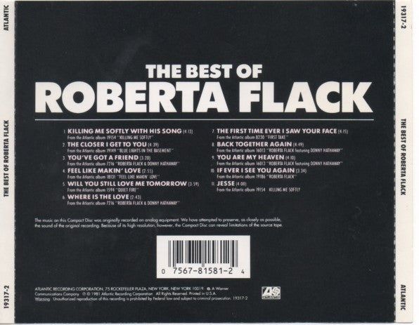 Roberta Flack : The Best Of Roberta Flack (CD, Comp, RE)