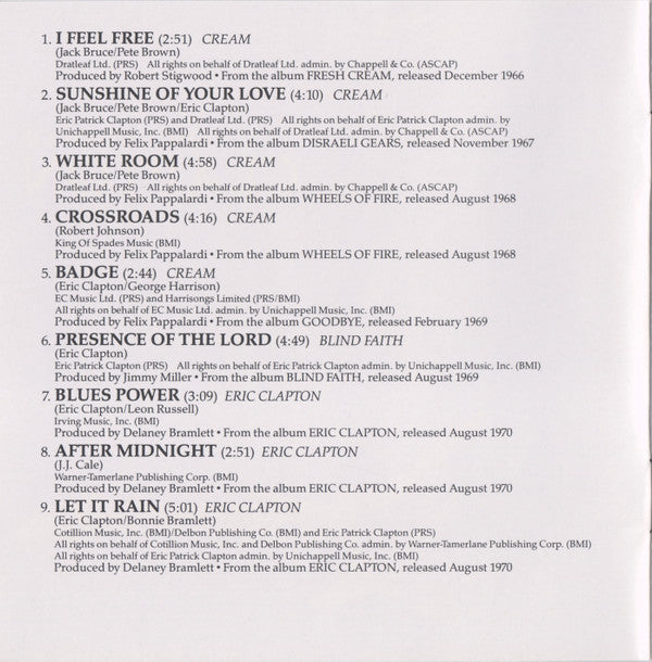 Eric Clapton : The Cream Of Clapton (CD, Comp, RE, RM, UML)