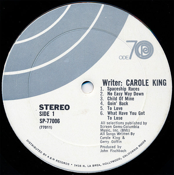 Carole King : Writer: Carole King (LP, Album, Pit)