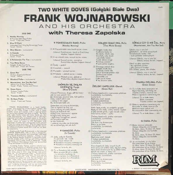 Frank Wojnarowski And His Orchestra With Teresa Zapolska : Two White Doves (LP, Album)