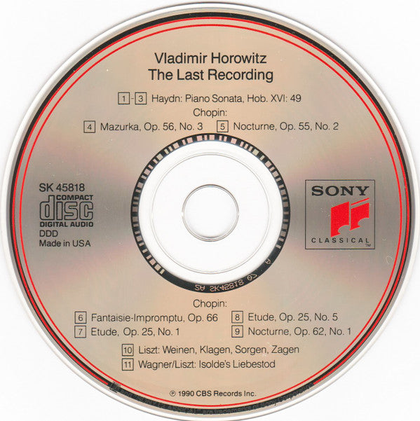 Horowitz* – Chopin* · Haydn* · Liszt* · Wagner* : The Last Recording (CD, Album)