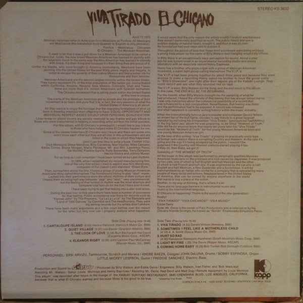 El Chicano : Viva Tirado (LP, Album, Glo)