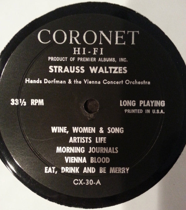 Strauss*, Vienna Concert Orchestra* , dir Hans Dorfman : Waltzes in Hi-Fi (LP, Album, Mono)