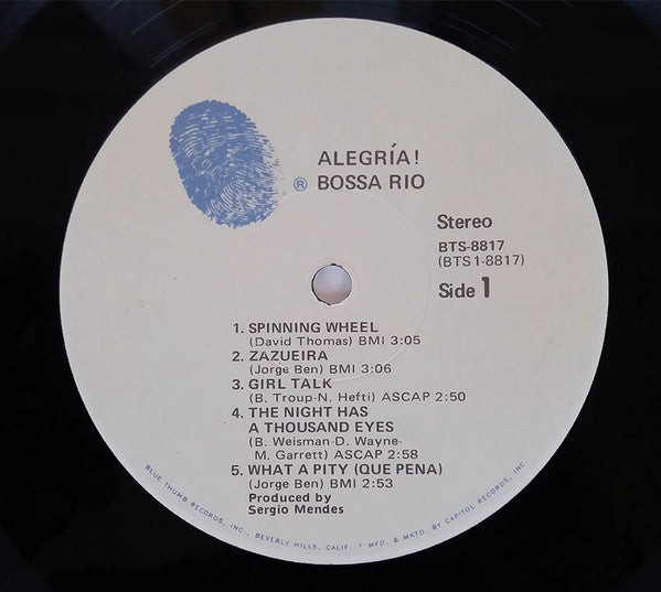 Bossa Rio : Alegría (LP, Album, RE, Gat)