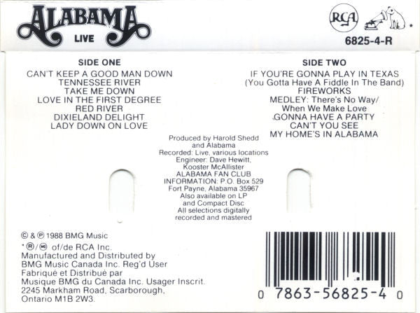 Alabama : Alabama Live (Cass, Album, Dol)