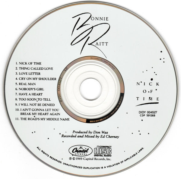 Bonnie Raitt : Nick Of Time (CD, Album, Club)