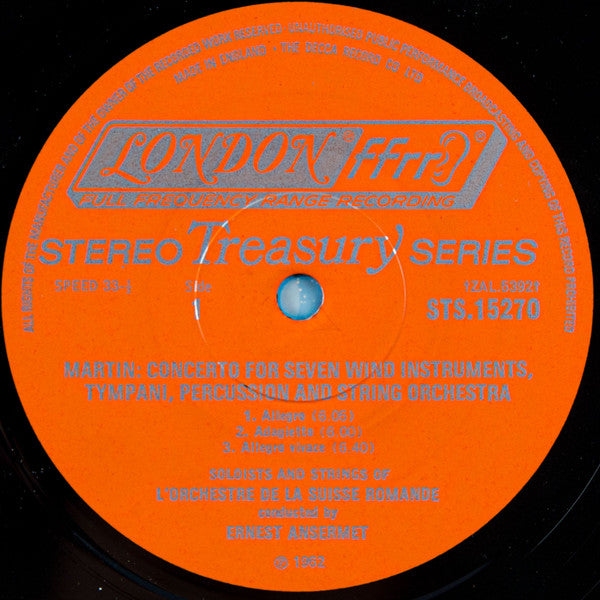 Martin*, Ansermet*, L'Orchestre De La Suisse Romande : Concerto For Seven Wind Instruments, Timpani, Percussion And String Orchestra / Etudes For String Orchestra (LP, RE)