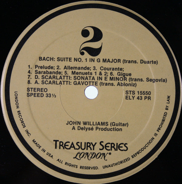 John Williams (7) : John Williams Plays Bach (LP, Album, Gol)