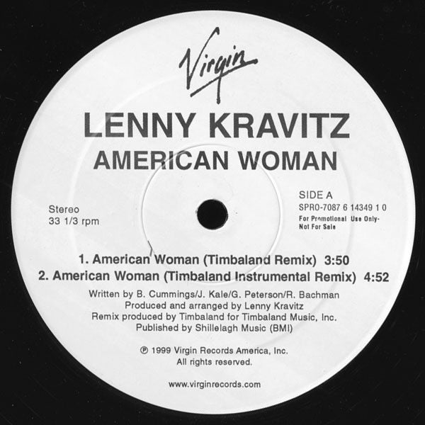 Lenny Kravitz : American Woman / Straight Cold Player (12", Promo)