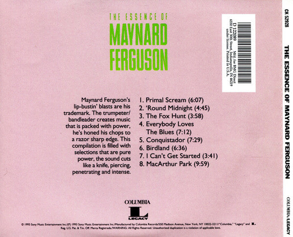 Maynard Ferguson : The Essence Of Maynard Ferguson (CD, Comp, Club, RE, RM)