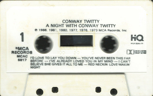 Conway Twitty : A Night With Conway Twitty (Cass, Comp)