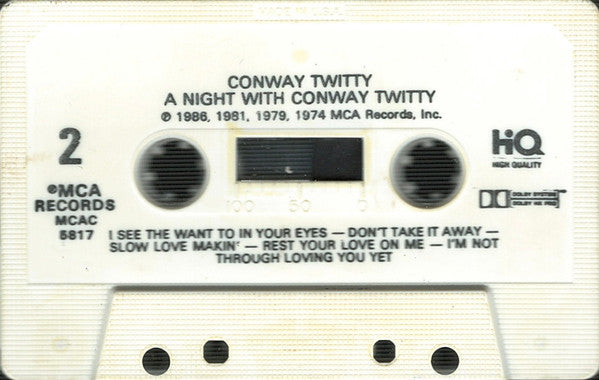 Conway Twitty : A Night With Conway Twitty (Cass, Comp)