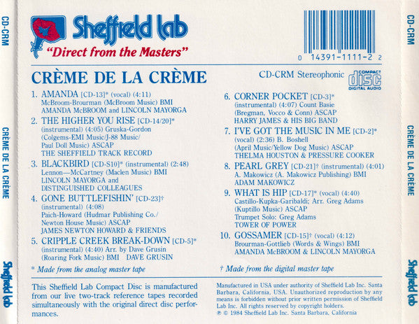 Various : Crème De La Crème (Gourmet Selections From Sheffield Lab) (CD, Comp)