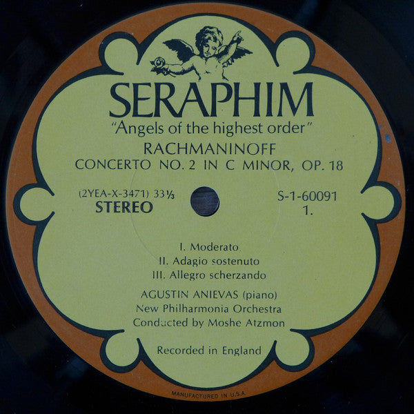 Rachmaninoff* : Agustin Anievas, New Philharmonia Orchestra, Moshe Atzmon : Concerto No. 2 In C Minor And Rhapsody On A Theme Of Paganini (LP, Scr)