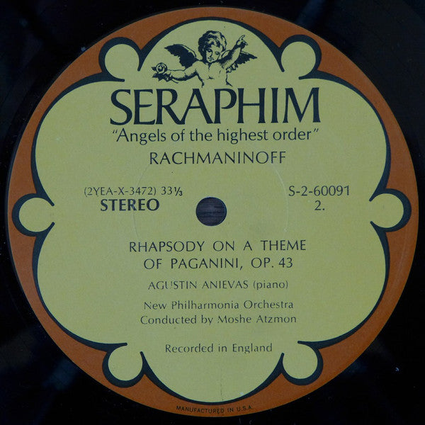 Rachmaninoff* : Agustin Anievas, New Philharmonia Orchestra, Moshe Atzmon : Concerto No. 2 In C Minor And Rhapsody On A Theme Of Paganini (LP, Scr)