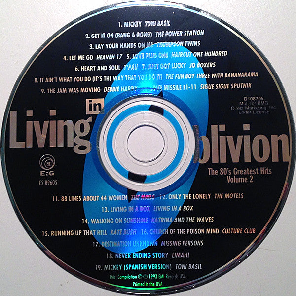 Various : Living In Oblivion (The 80's Greatest Hits: Volume 2) (CD, Comp, Club, RP, Cin)