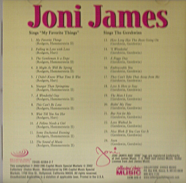 Joni James : Joni James Sings "My Favorite Things" / Joni James Sings The Gershwins (CD, Comp)