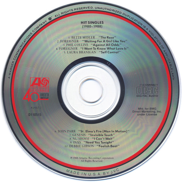 Various : Hit Singles 1980–1988 (CD, Comp, Club)