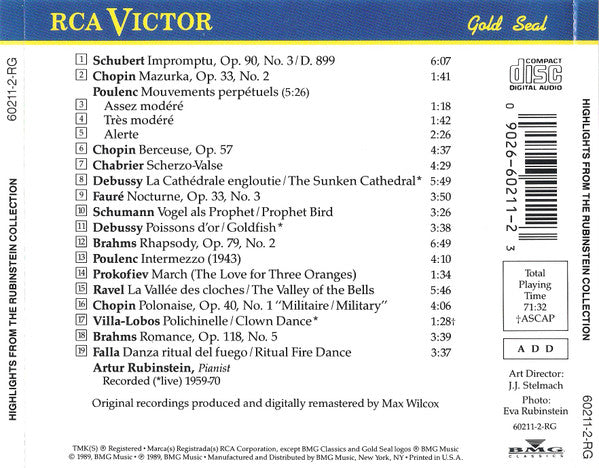 Rubinstein* : Highlights From The Rubinstein Collection (CD, Comp)