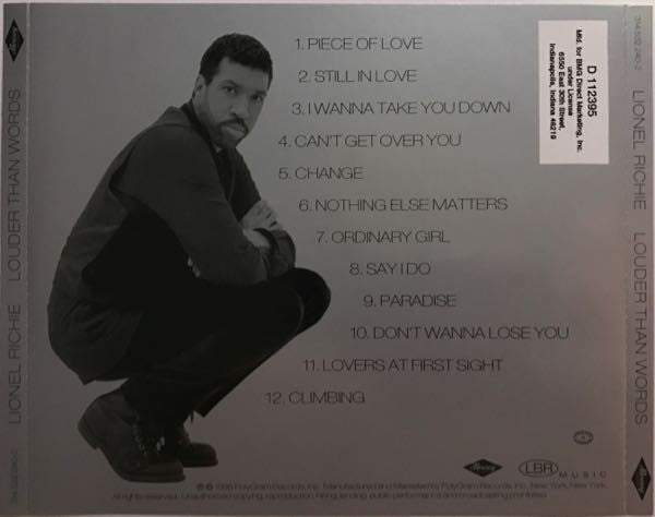 Lionel Richie : Louder Than Words (CD, Album, Club)