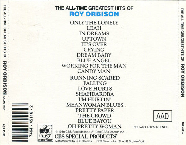 Roy Orbison : The All-Time Greatest Hits Of Roy Orbison (CD, Comp, RE)