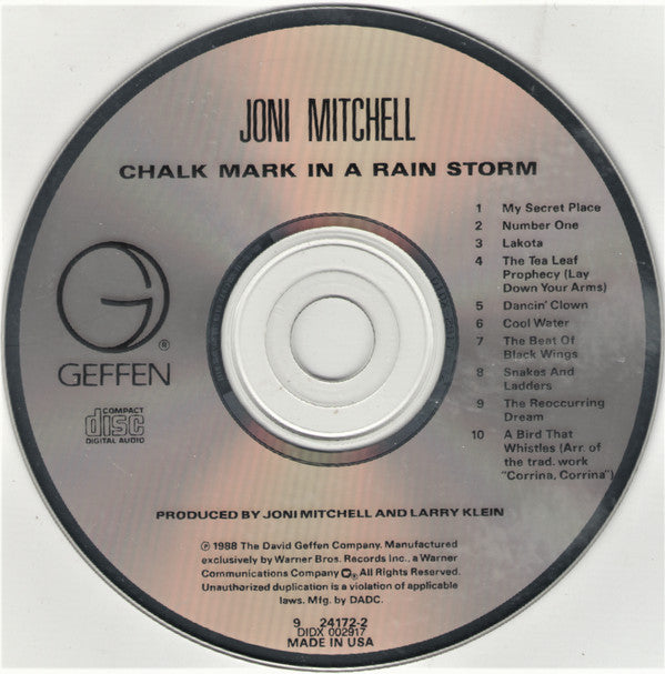 Joni Mitchell : Chalk Mark In A Rain Storm (CD, Album)