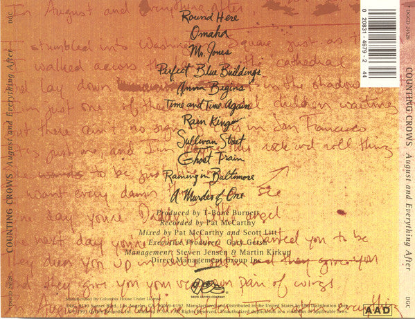 Counting Crows : August And Everything After (CD, Album, Club, Col)