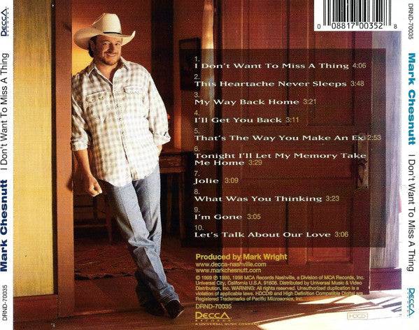 Mark Chesnutt : I Don't Want To Miss A Thing (HDCD, Album)