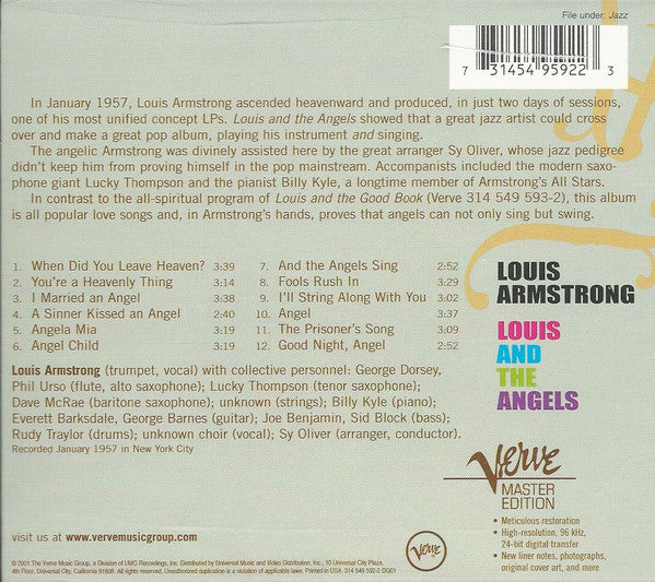 Louis Armstrong : Louis And The Angels (CD, Album, RE, RM, Dig)