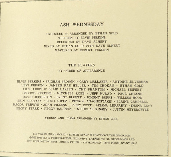 Elvis Perkins : Ash Wednesday (CD, Album)