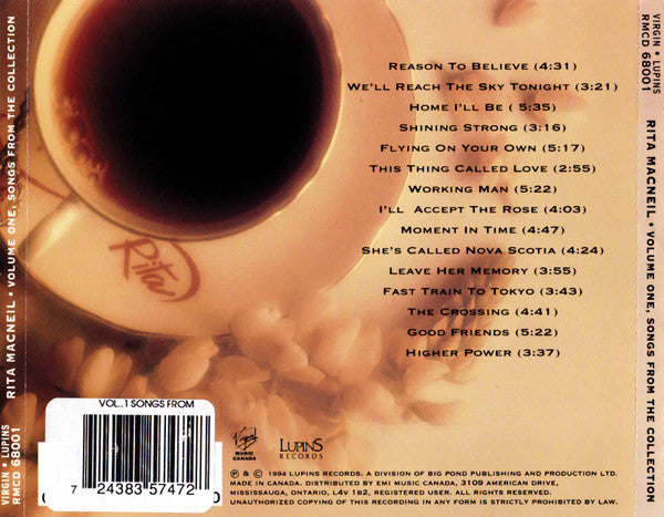 Rita MacNeil : Volume One, Songs From The Collection (CD, Comp)