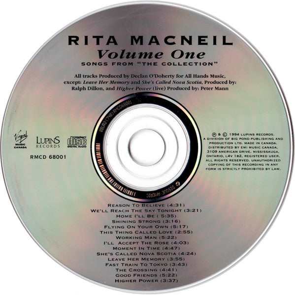 Rita MacNeil : Volume One, Songs From The Collection (CD, Comp)
