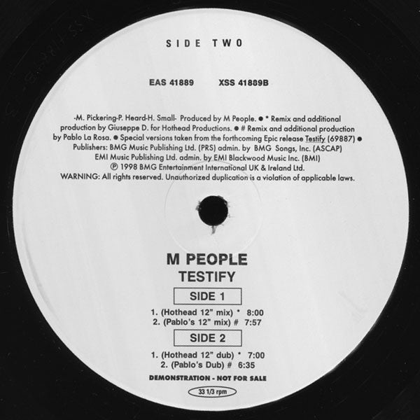 M People : Testify (12", Promo)