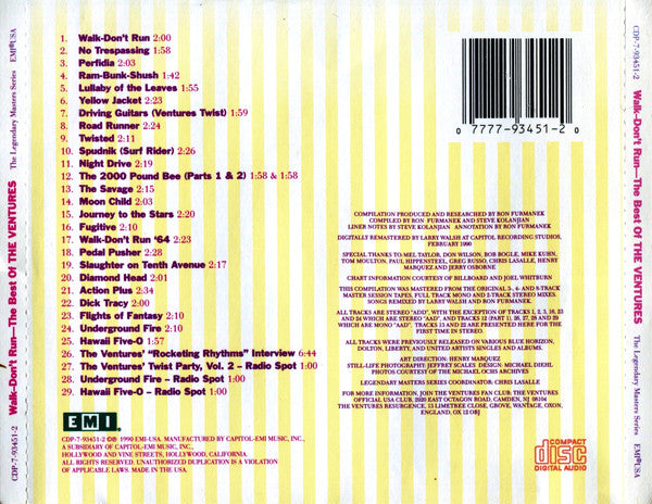 The Ventures : Walk - Don't Run--The Best Of The Ventures (CD, Comp, Mono, RE, RM)