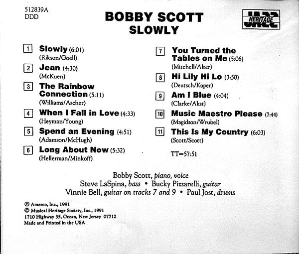 Bobby Scott : Slowly (CD, Album)