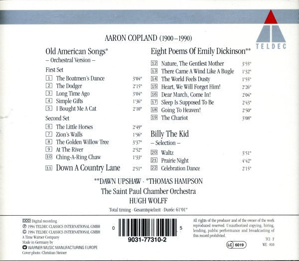 Aaron Copland - Thomas Hampson, Dawn Upshaw, The Saint Paul Chamber Orchestra, Hugh Wolff : Long Time Ago (CD)