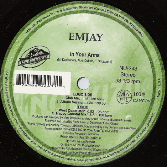 Emjay : In Your Arms (12", Maxi)