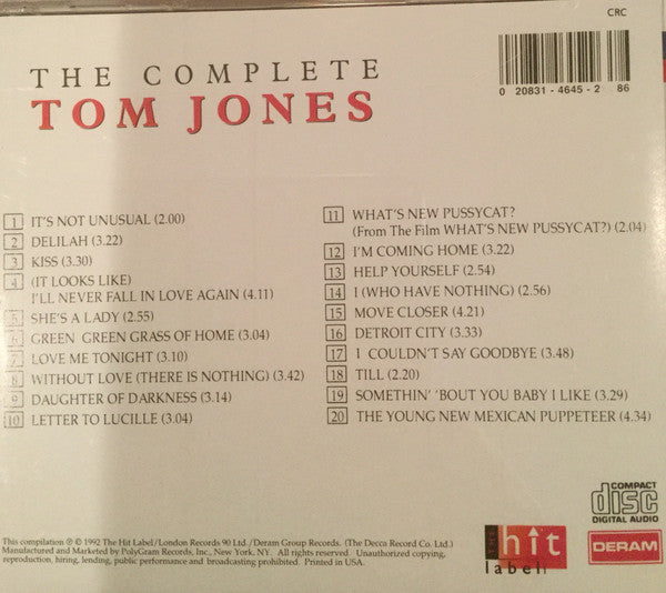 Tom Jones : The Complete Tom Jones (CD, Comp, Club)