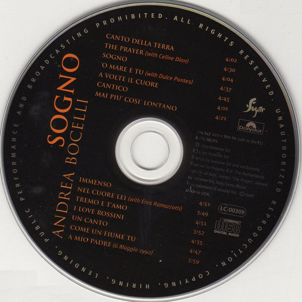 Andrea Bocelli : Sogno (CD, Album)