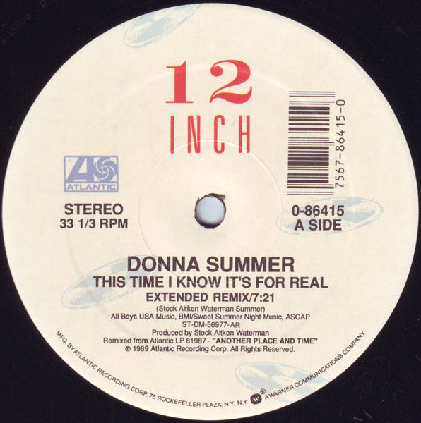 Donna Summer : This Time I Know It's For Real (12", All)