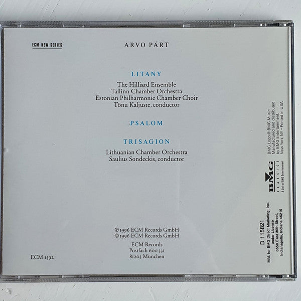 Arvo Pärt : Litany (CD, Album, Club)