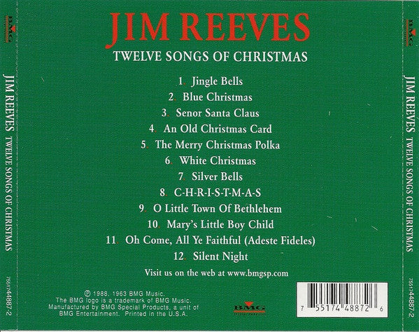 Jim Reeves : Twelve Songs Of Christmas (CD, Album, RE)